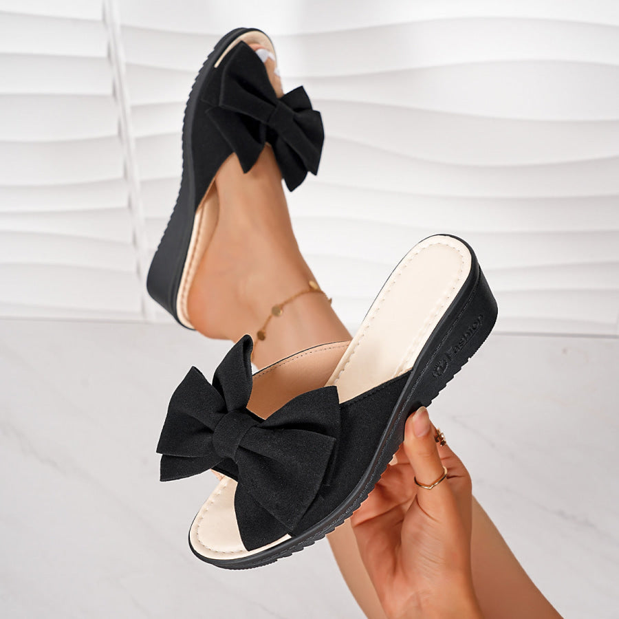 Bow Open Toe Wedge Sandals Apparel and Accessories
