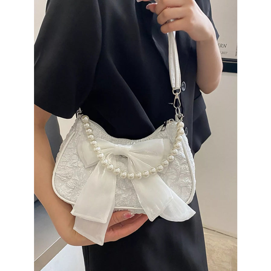 Bow Pearl Chain Crossbody Bag Apparel and Accessories