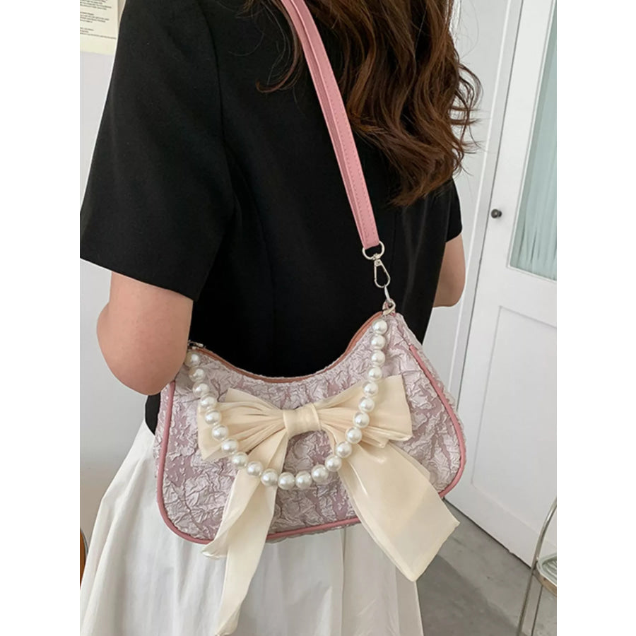 Bow Pearl Chain Crossbody Bag Apparel and Accessories