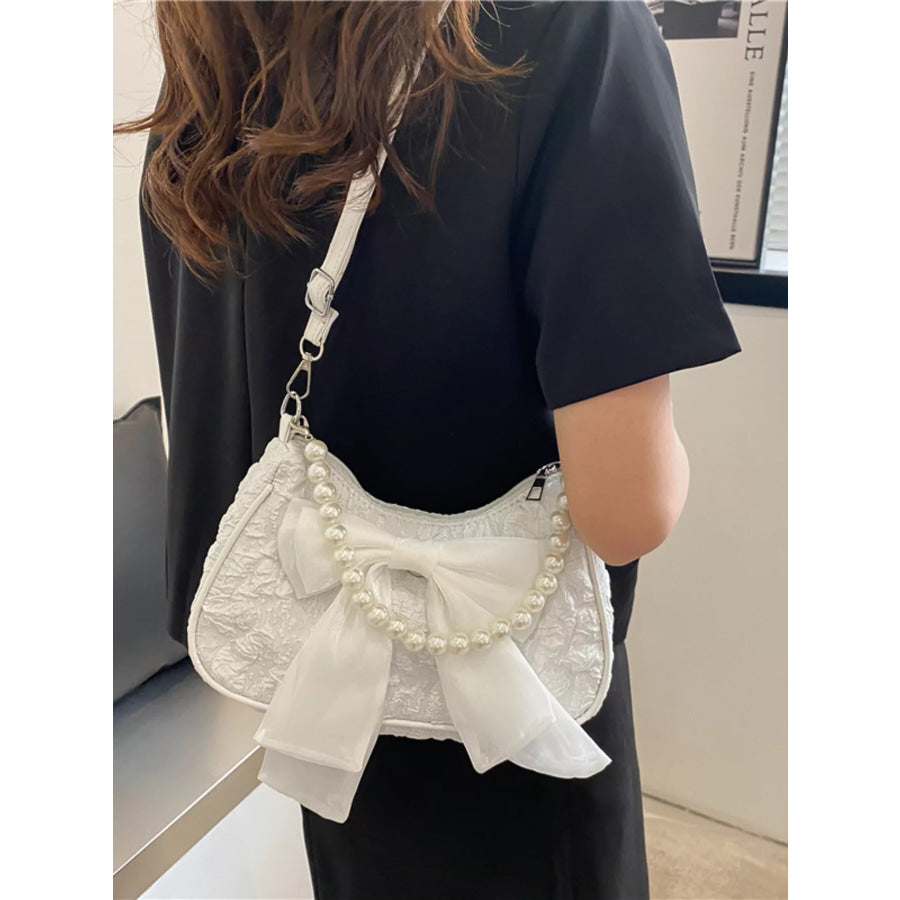 Bow Pearl Chain Crossbody Bag Apparel and Accessories