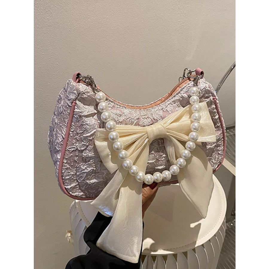 Bow Pearl Chain Crossbody Bag Apparel and Accessories