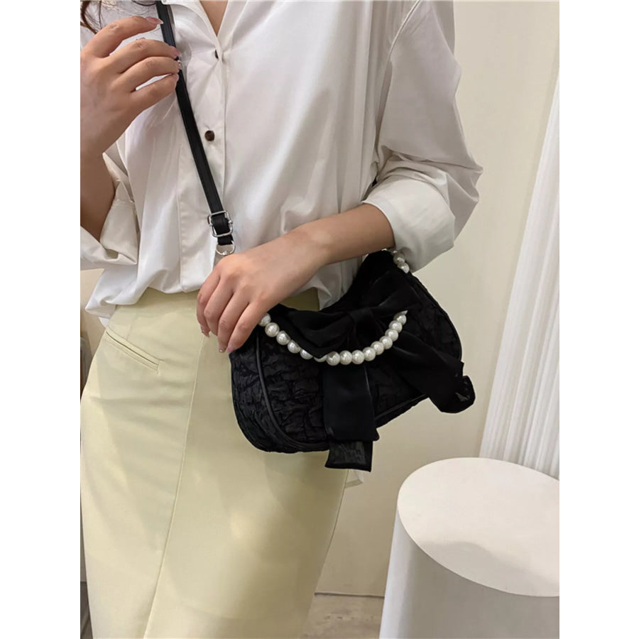Bow Pearl Chain Crossbody Bag Apparel and Accessories