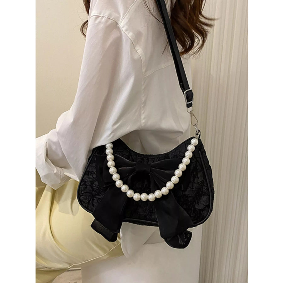 Bow Pearl Chain Crossbody Bag Apparel and Accessories