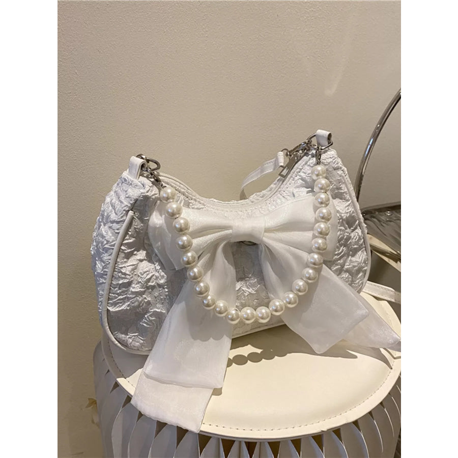 Bow Pearl Chain Crossbody Bag Apparel and Accessories