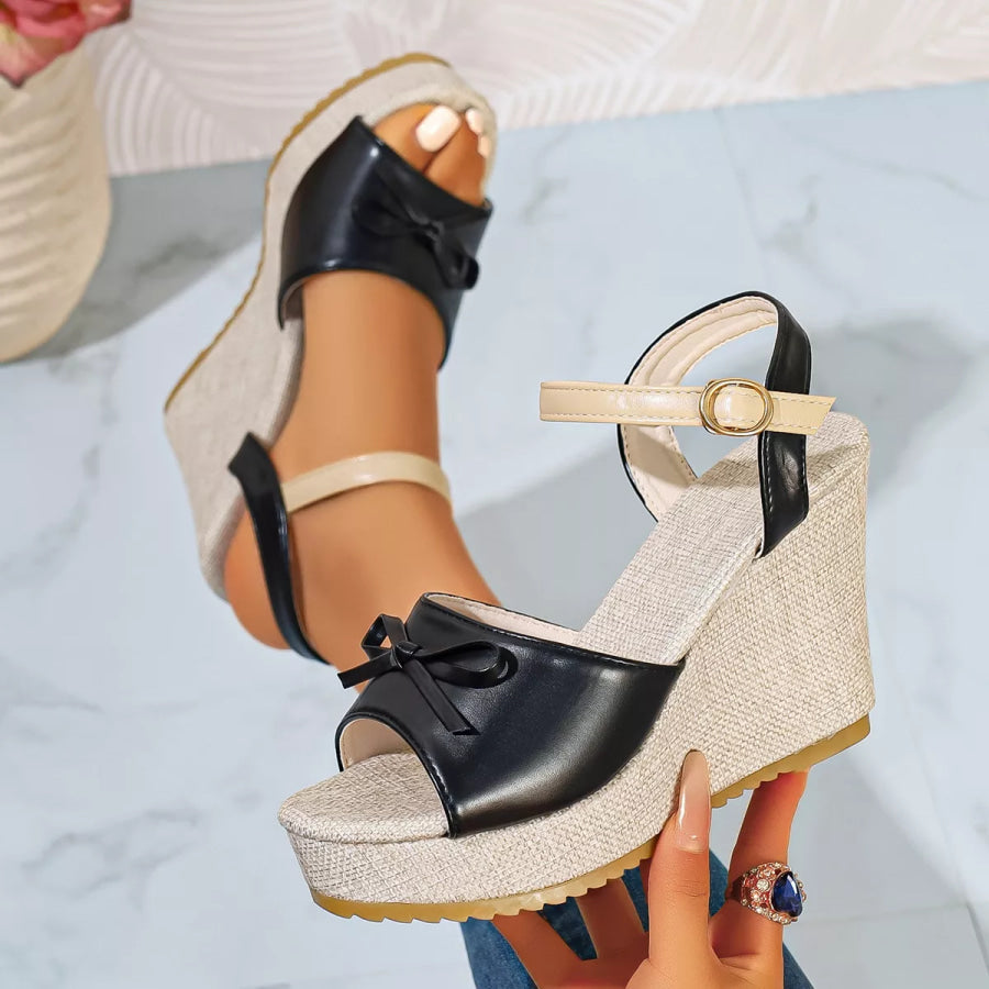 Bow Peep Toe Wedge Sandals Apparel and Accessories