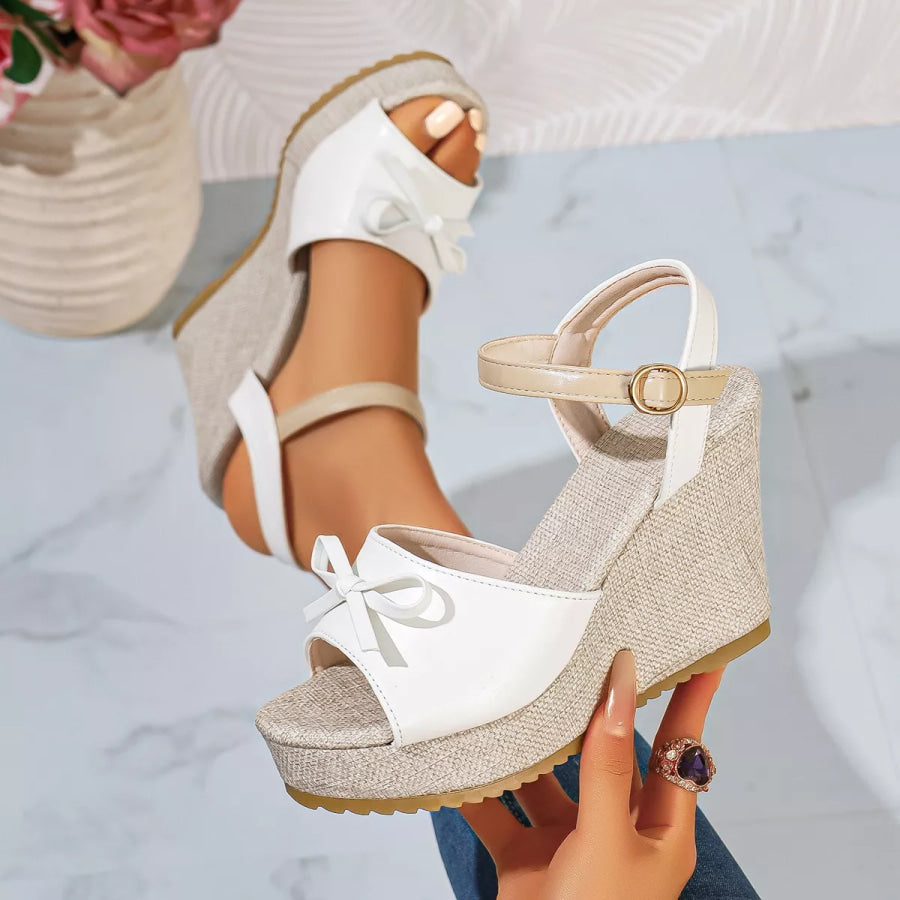 Bow Peep Toe Wedge Sandals Apparel and Accessories