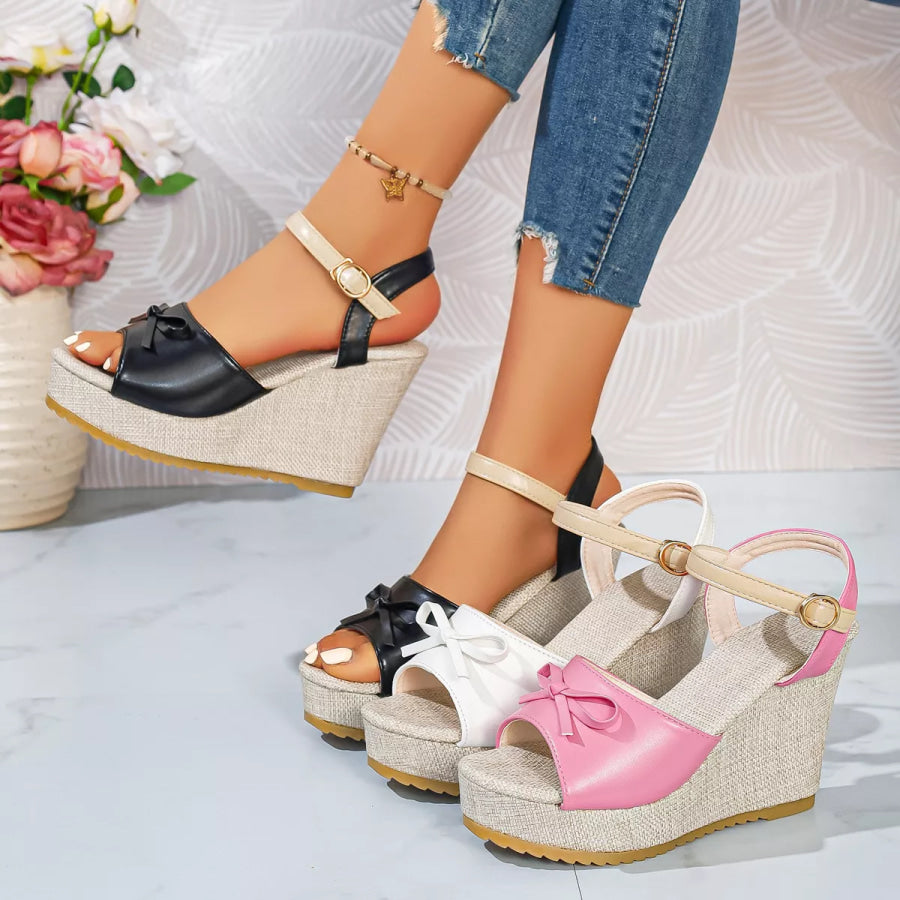 Bow Peep Toe Wedge Sandals Apparel and Accessories