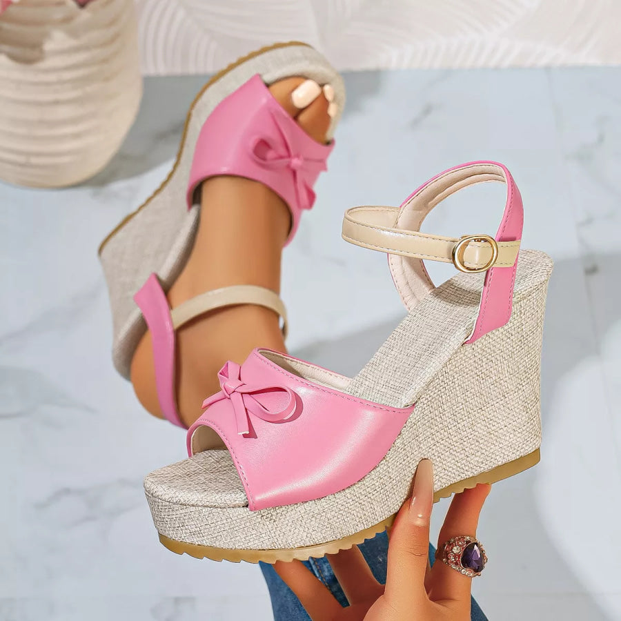 Bow Peep Toe Wedge Sandals Apparel and Accessories