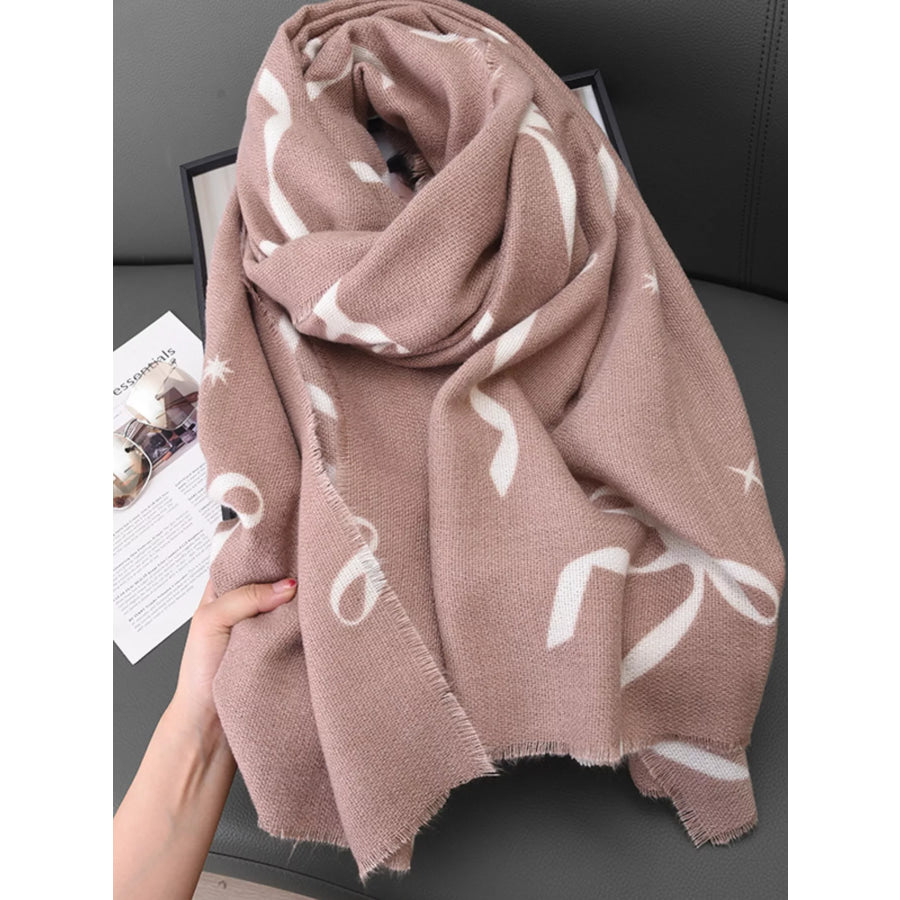 Bow Print Lightweight Scarf Khakis / One Size Apparel and Accessories