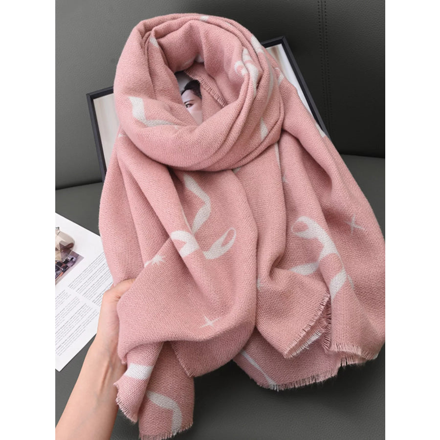 Bow Print Lightweight Scarf Leather Powder / One Size Apparel and Accessories