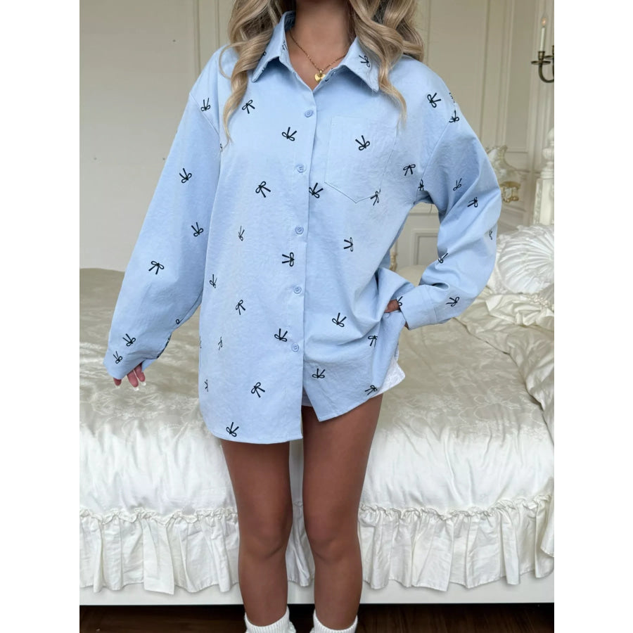 Bow Print Long Sleeve Shirt Apparel and Accessories