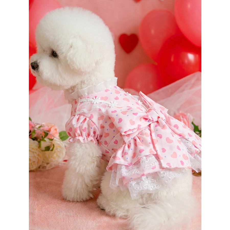 Bow Printed Pet Dress Apparel and Accessories
