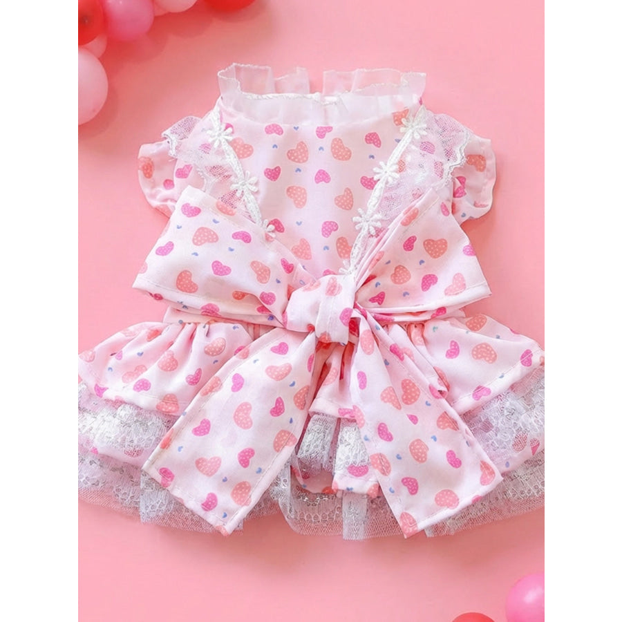 Bow Printed Pet Dress Apparel and Accessories