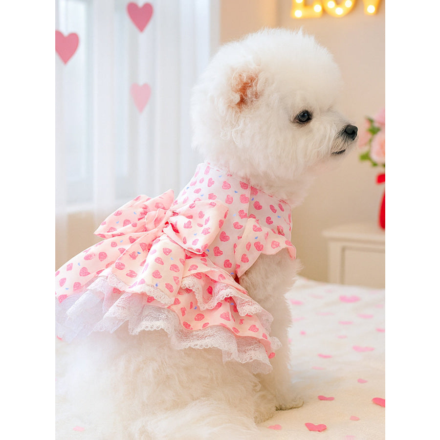 Bow Printed Pet Dress Pink Sweetheart Princess Dress / XS Apparel and Accessories