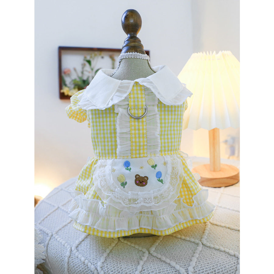 Bow Printed Pet Dress Pastoral Bear Skirt / XS Apparel and Accessories