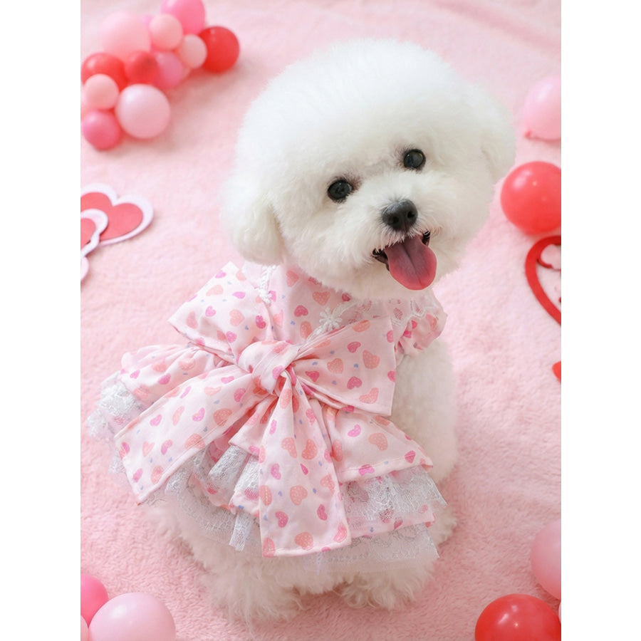 Bow Printed Pet Dress Pink Sweetheart Princess Dress / XS Apparel and Accessories