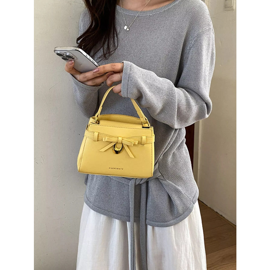 Bow PU Leather Crossbody Bag Yellow / onesize Apparel and Accessories