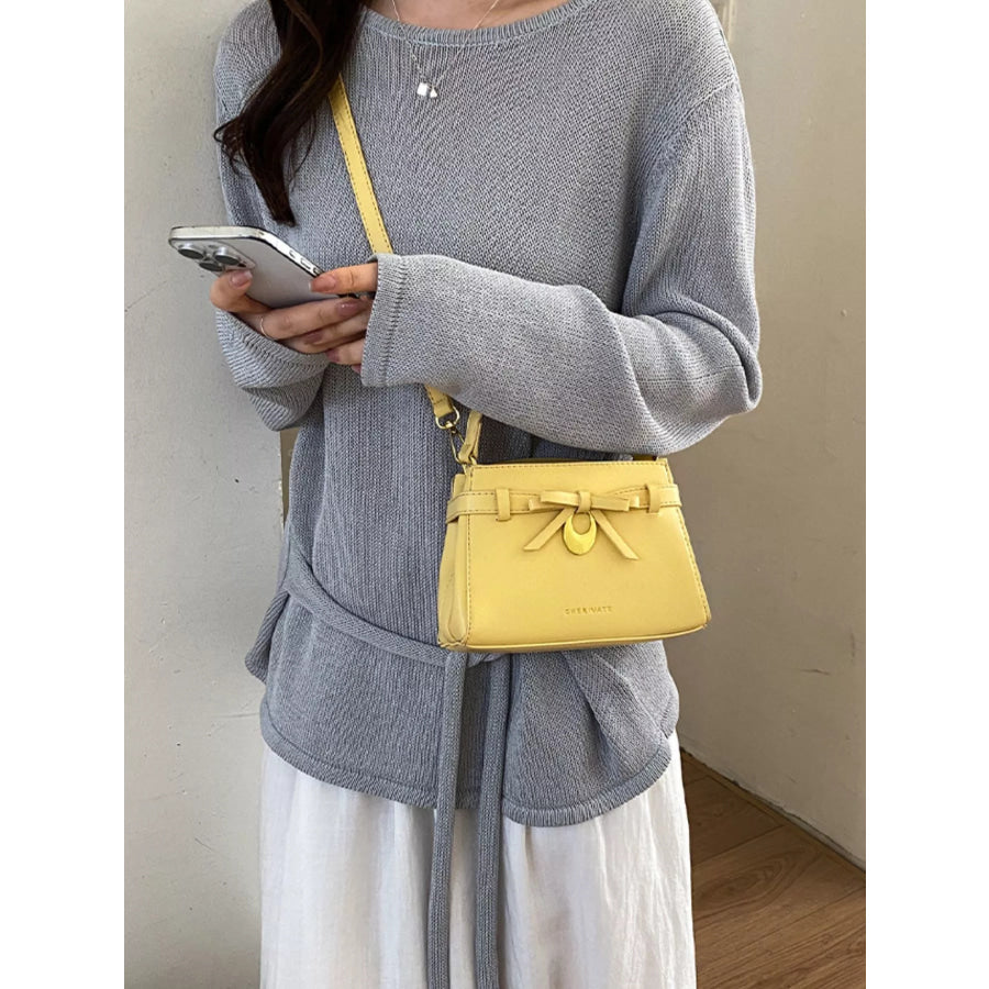 Bow PU Leather Crossbody Bag Yellow / onesize Apparel and Accessories