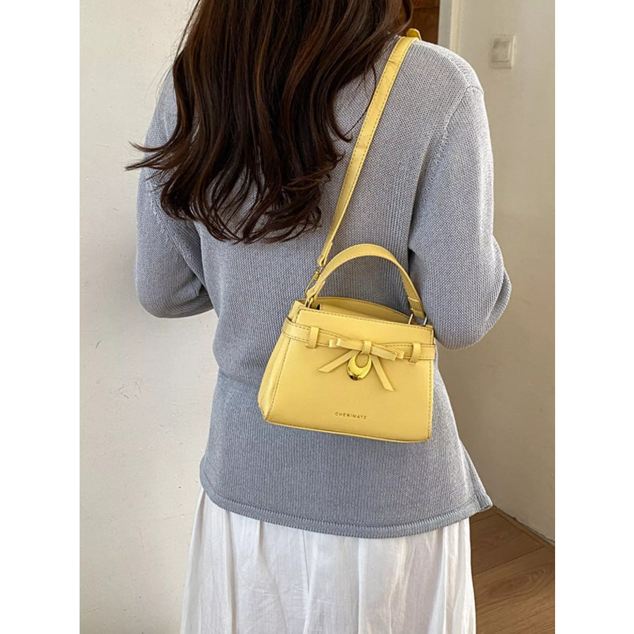 Bow PU Leather Crossbody Bag Yellow / onesize Apparel and Accessories