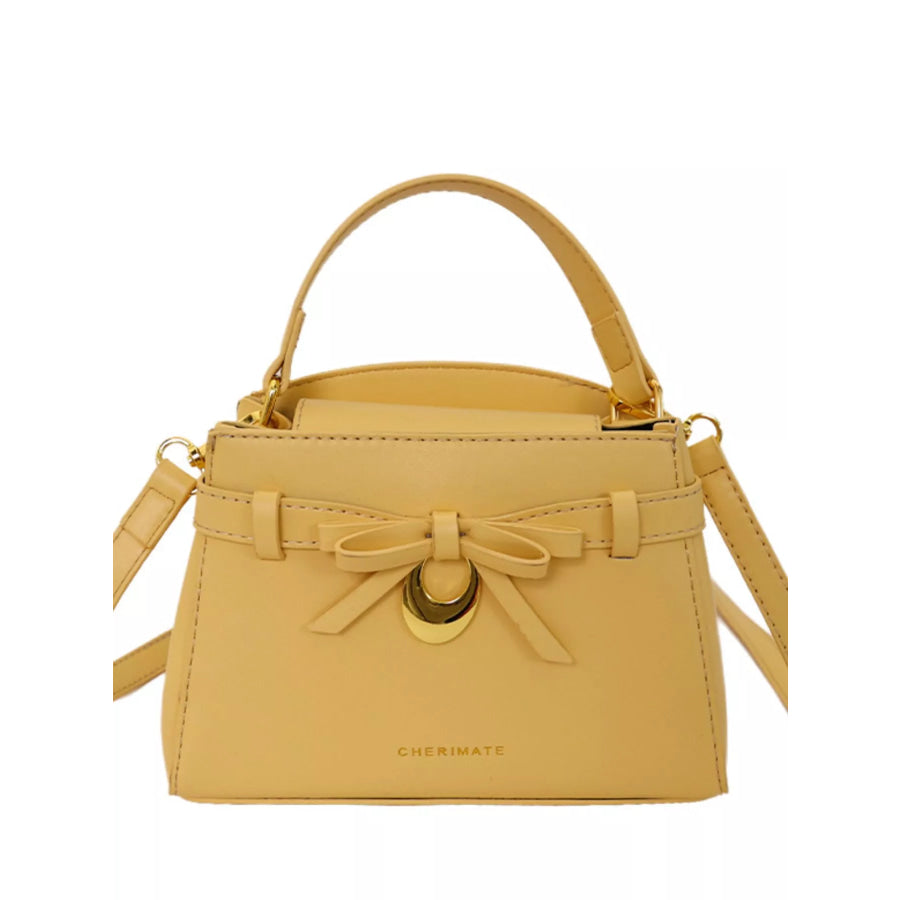 Bow PU Leather Crossbody Bag Yellow / onesize Apparel and Accessories