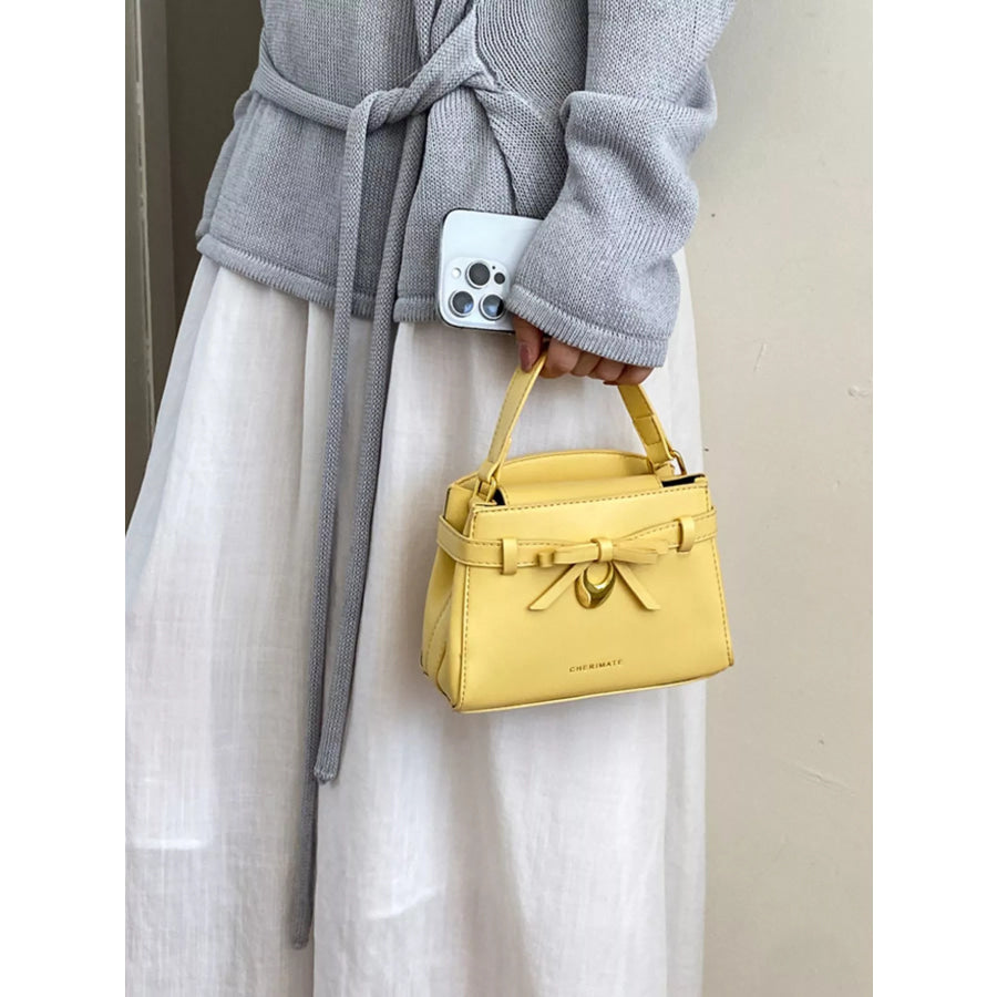 Bow PU Leather Crossbody Bag Yellow / onesize Apparel and Accessories