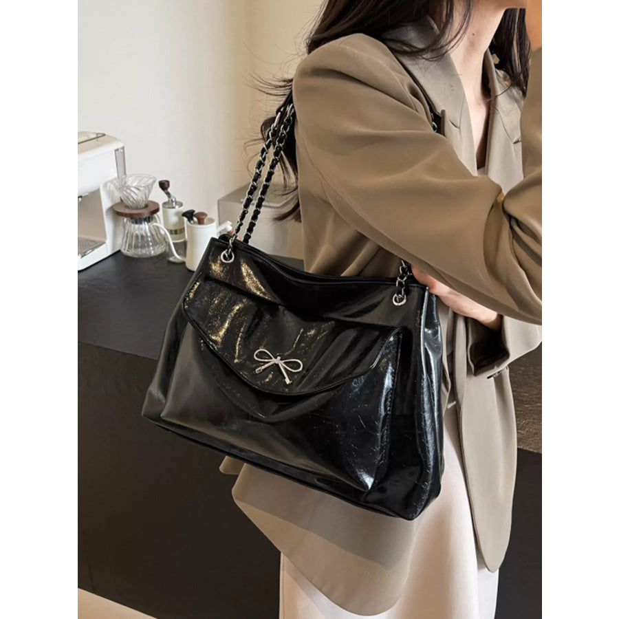 Bow PU Leather Shoulder Bag Apparel and Accessories