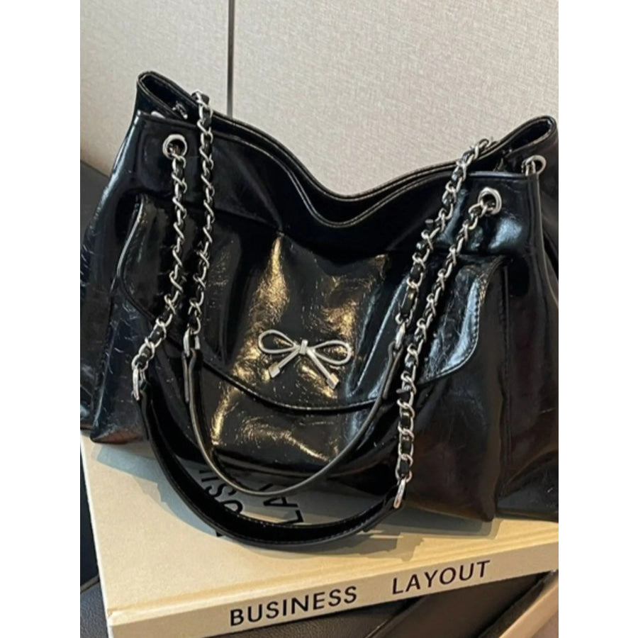 Bow PU Leather Shoulder Bag Apparel and Accessories