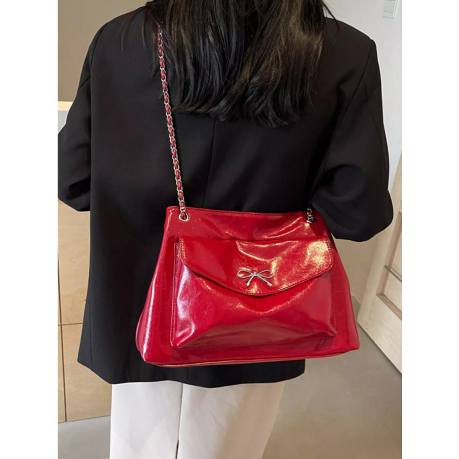 Bow PU Leather Shoulder Bag Apparel and Accessories
