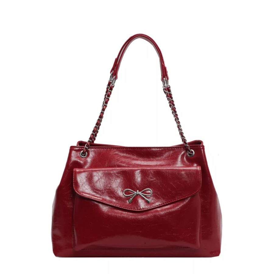 Bow PU Leather Shoulder Bag Apparel and Accessories