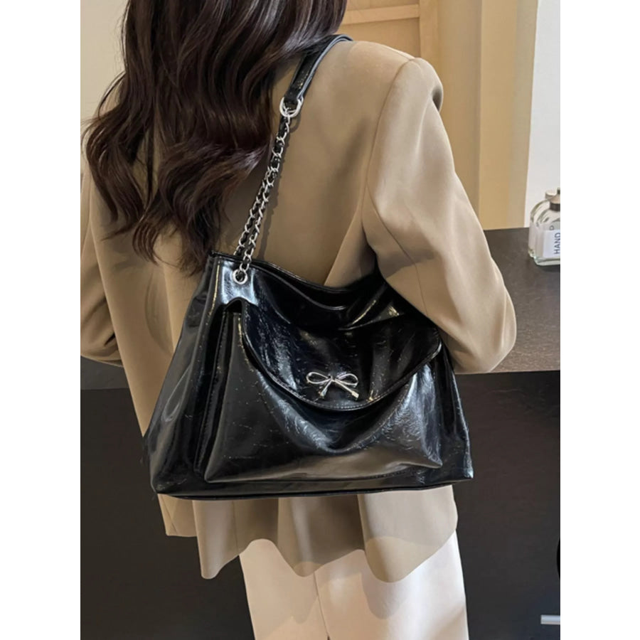 Bow PU Leather Shoulder Bag Apparel and Accessories
