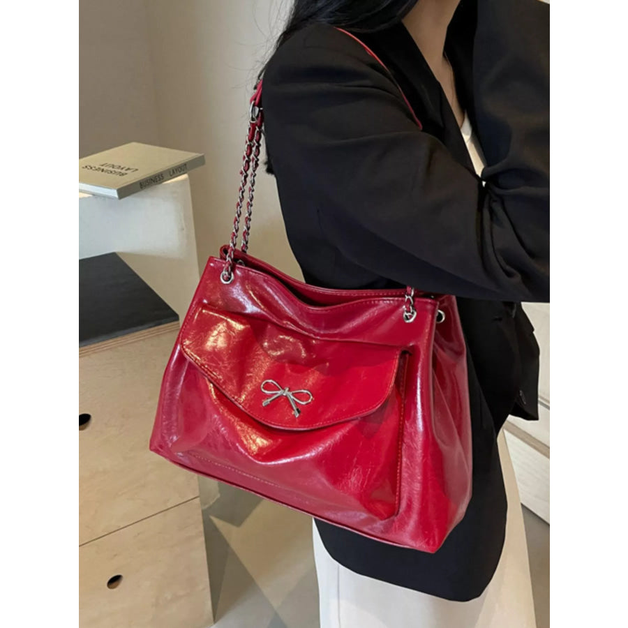 Bow PU Leather Shoulder Bag Apparel and Accessories