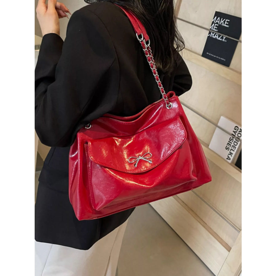 Bow PU Leather Shoulder Bag Apparel and Accessories