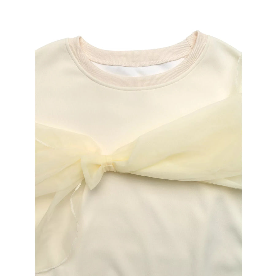 Bow Round Neck Long Sleeve Sweatshirt Apparel and Accessories