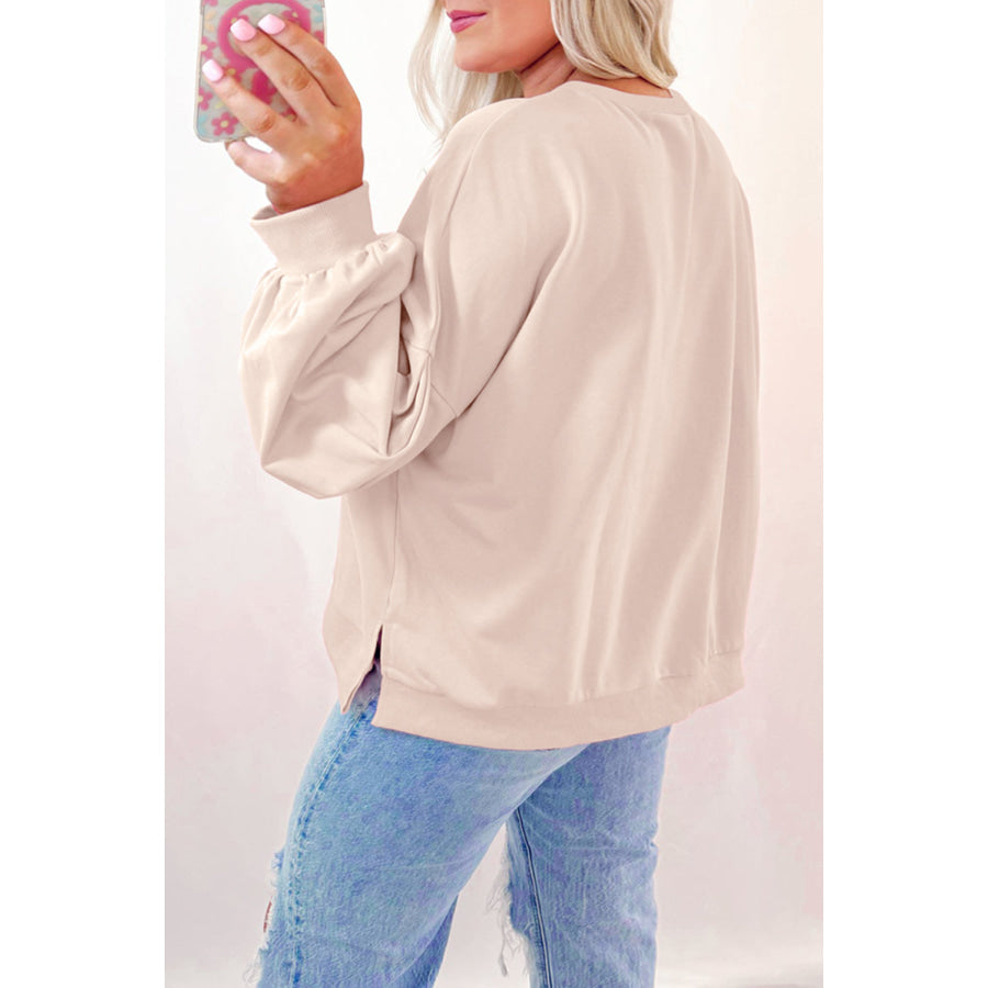 Bow Round Neck Long Sleeve Sweatshirt Apparel and Accessories