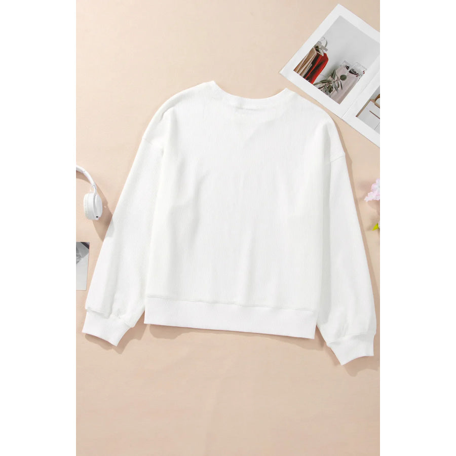 Bow Round Neck Long Sleeve Sweatshirt Apparel and Accessories