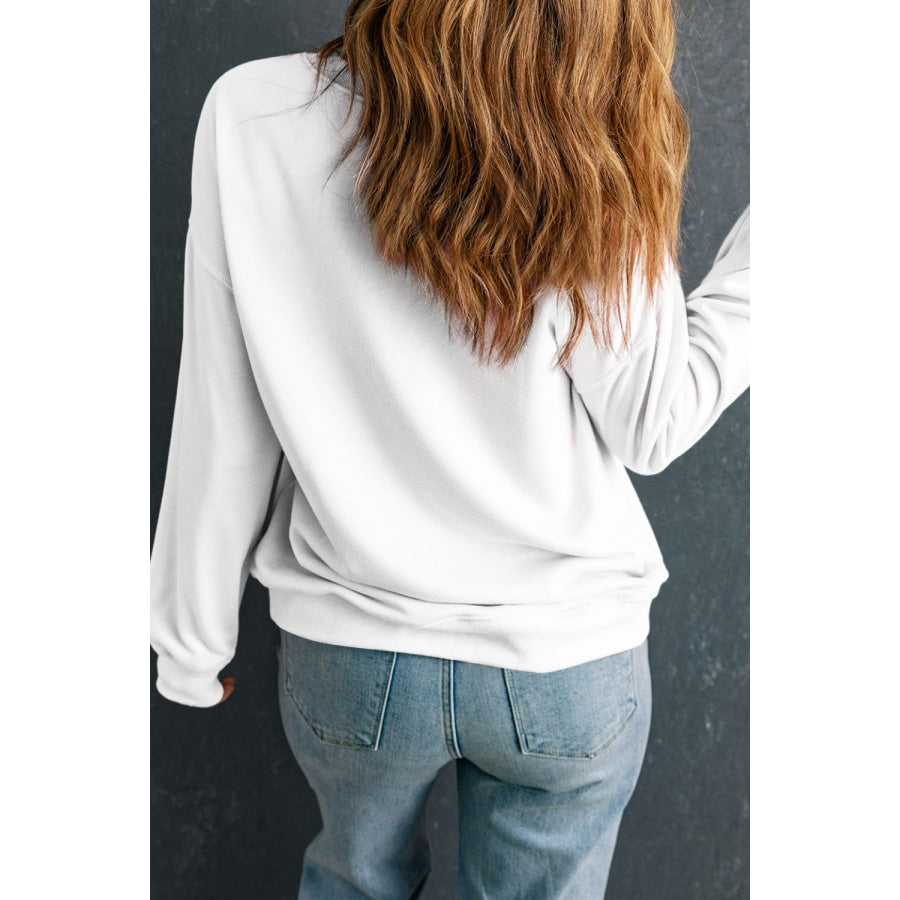 Bow Round Neck Long Sleeve Sweatshirt Apparel and Accessories