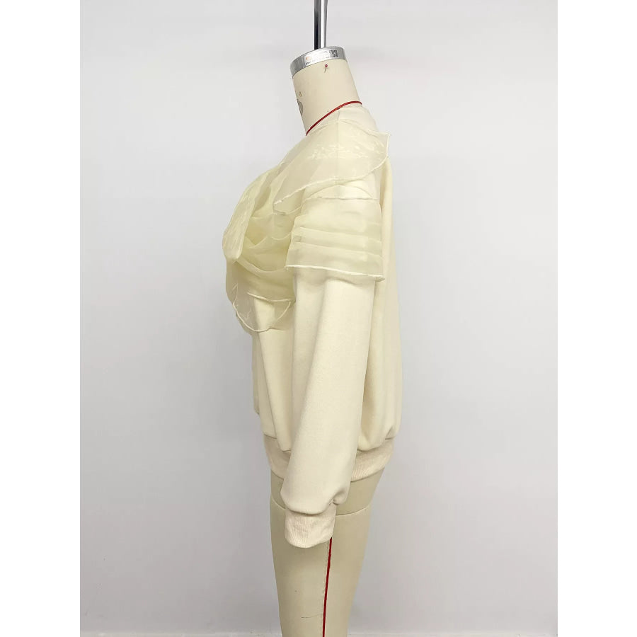 Bow Round Neck Long Sleeve Sweatshirt Apparel and Accessories