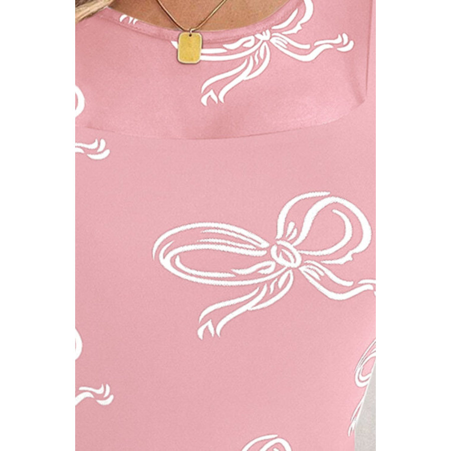 Bow Round Neck Long Sleeve Top Apparel and Accessories