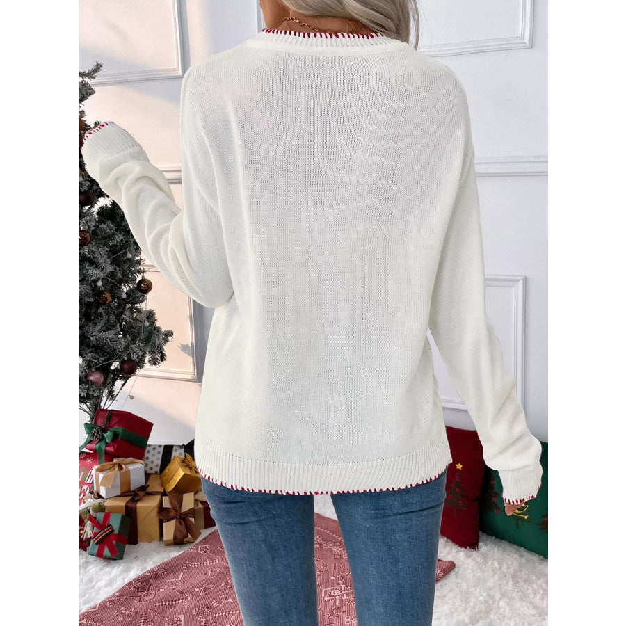Bow Round Neck Sweater Apparel and Accessories