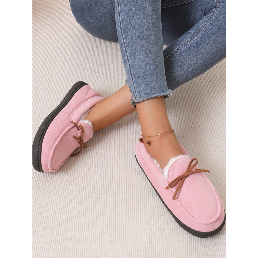 Bow Round Toe Flat Slip-Ons Pink / 36-37(US5-6) Apparel and Accessories