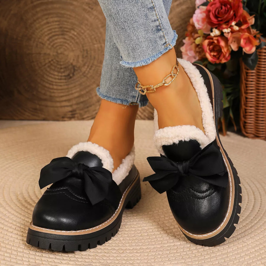 Bow Round Toe Loafers Apparel and Accessories