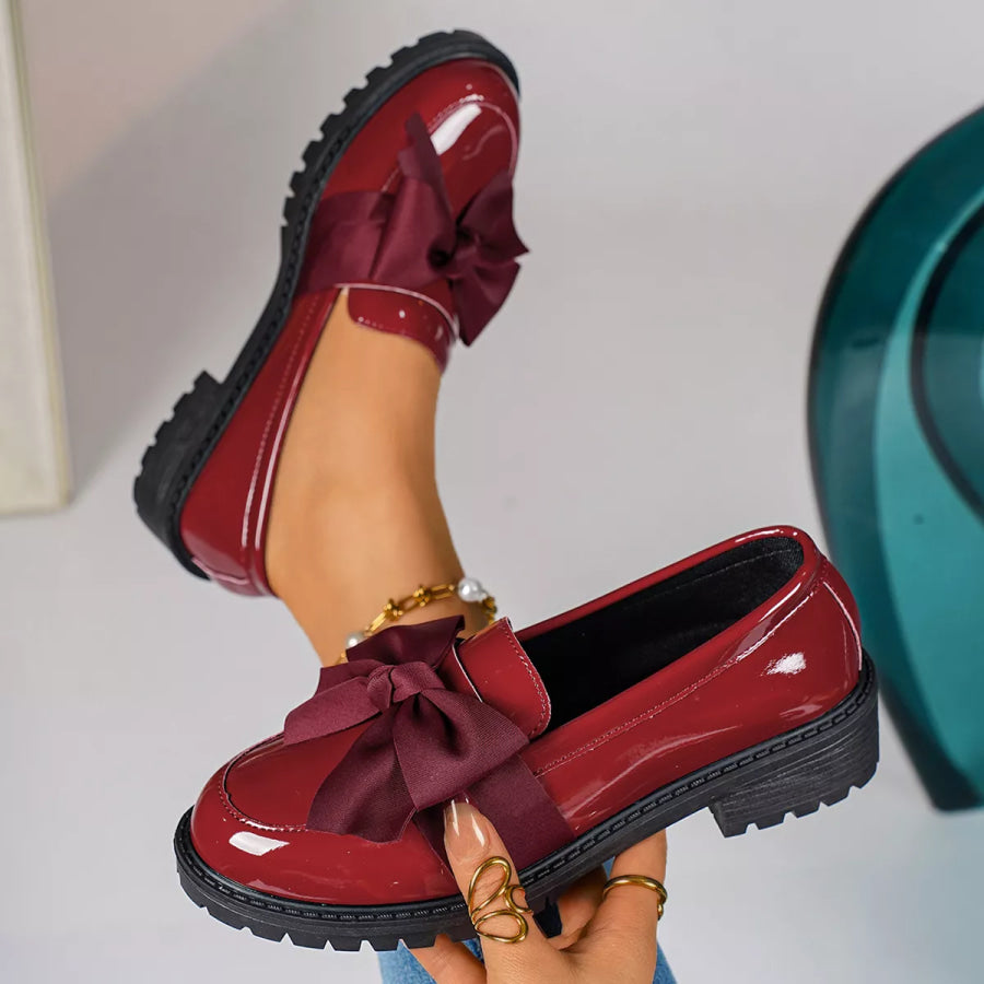 Bow Round Toe Loafers Apparel and Accessories