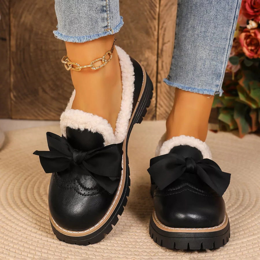 Bow Round Toe Loafers Apparel and Accessories