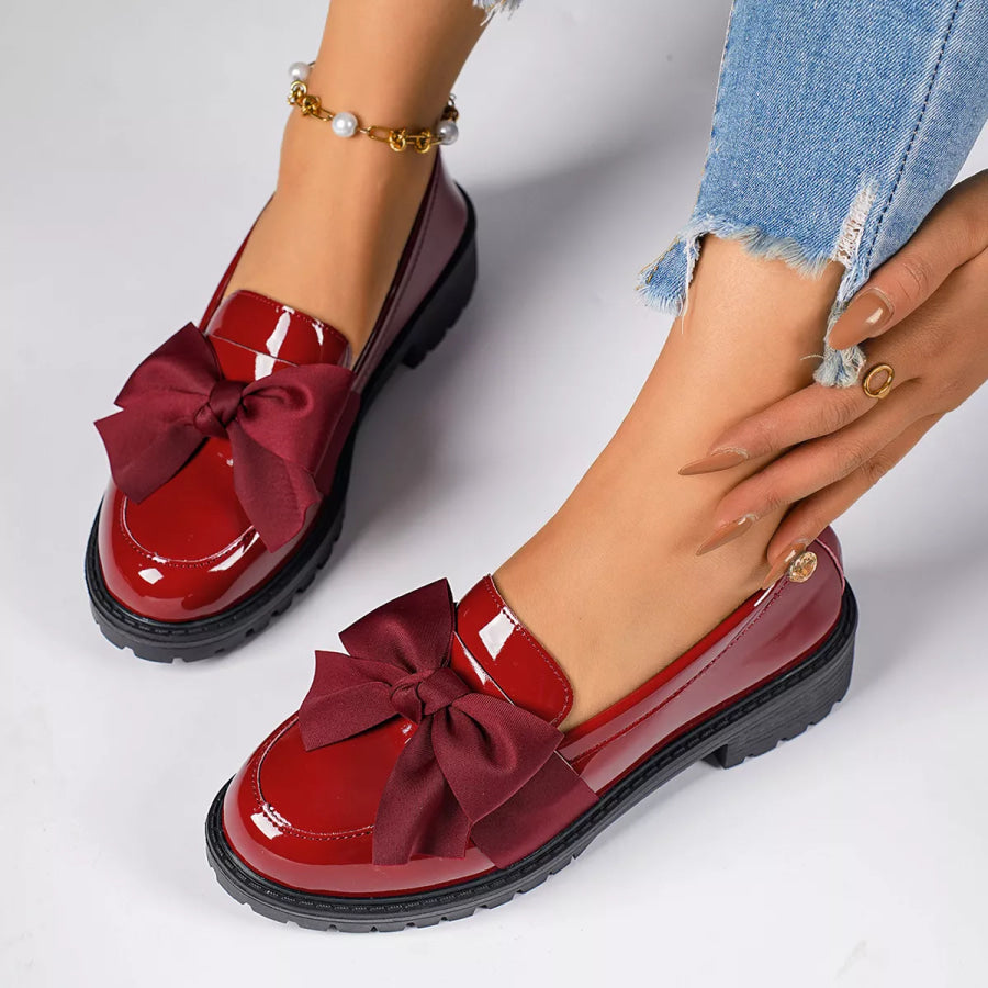Bow Round Toe Loafers Apparel and Accessories