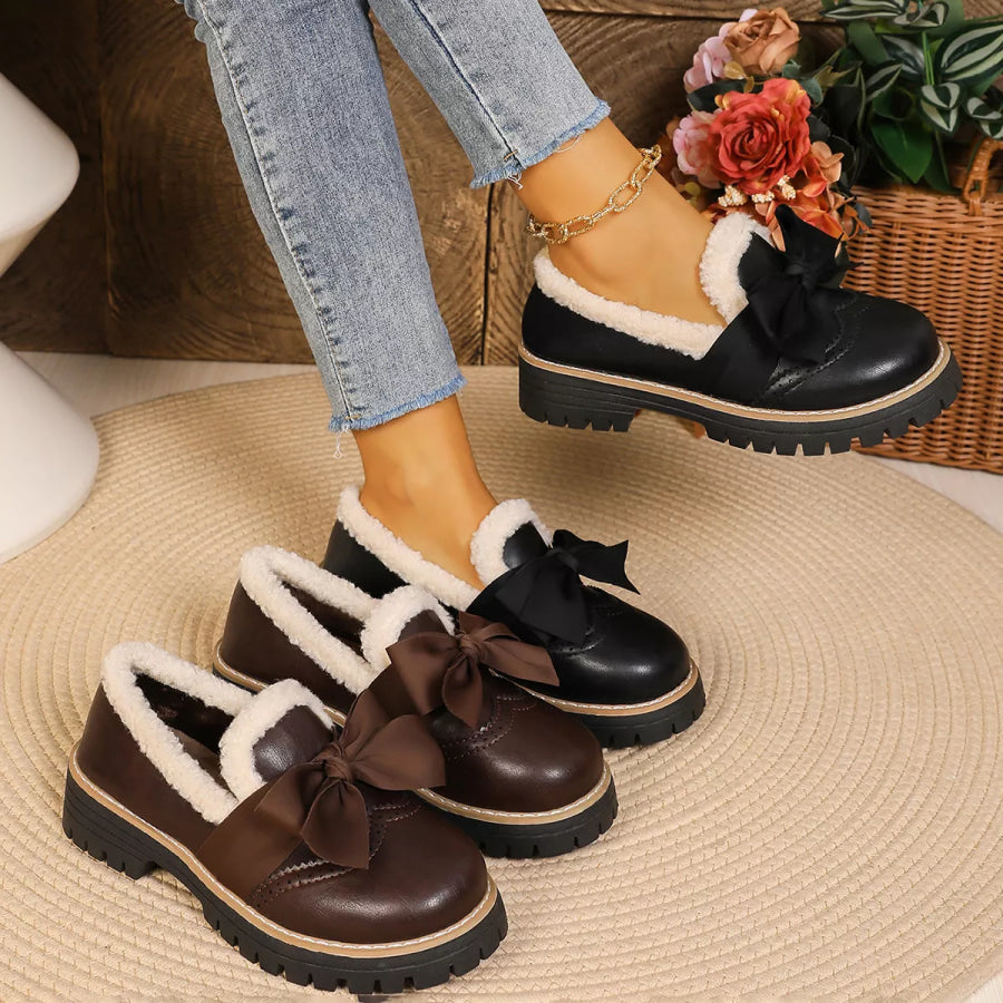 Bow Round Toe Loafers Apparel and Accessories