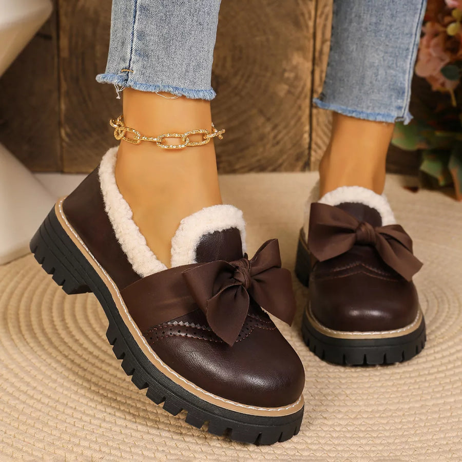 Bow Round Toe Loafers Apparel and Accessories