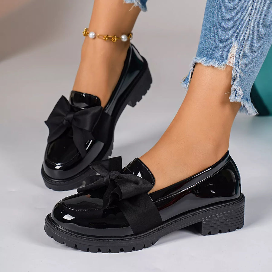 Bow Round Toe Loafers Apparel and Accessories