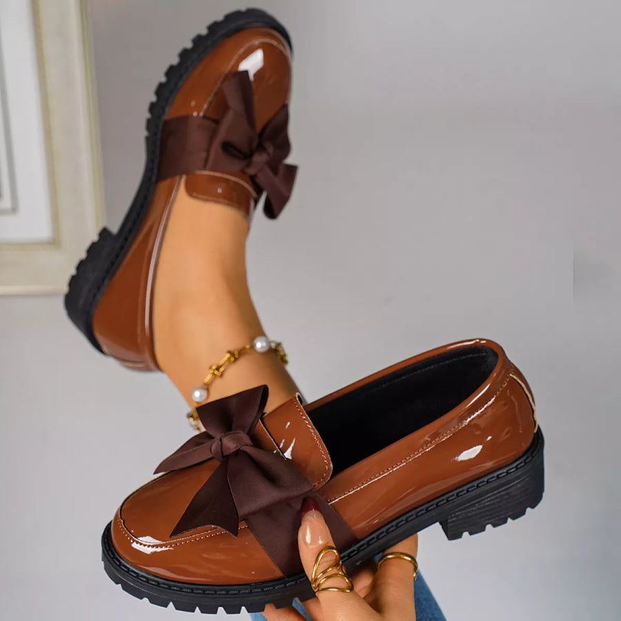 Bow Round Toe Loafers Apparel and Accessories
