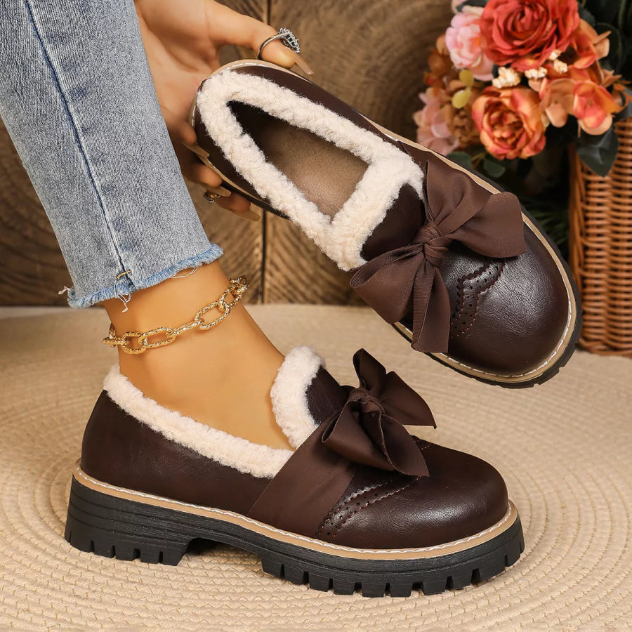 Bow Round Toe Loafers Apparel and Accessories