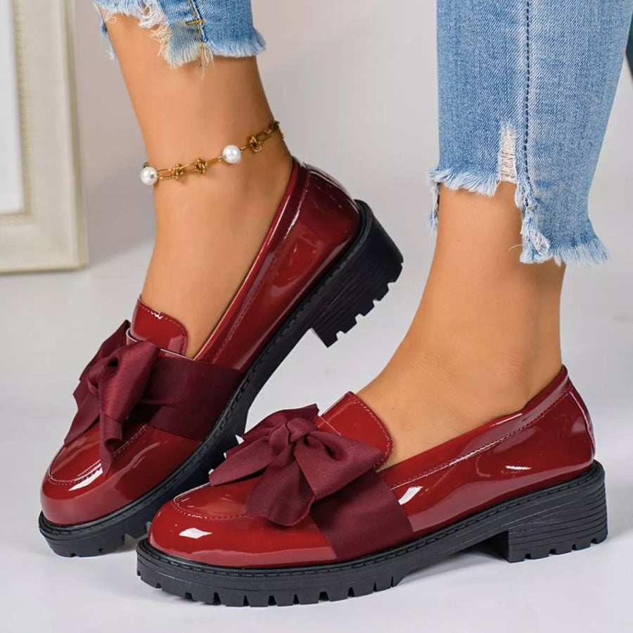 Bow Round Toe Loafers Apparel and Accessories